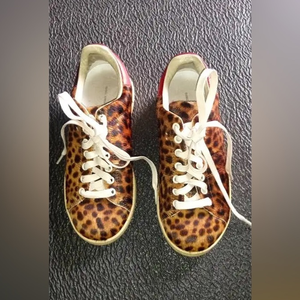 Isabel Marant Brown and Red Sneakers with Classic High-Top Design